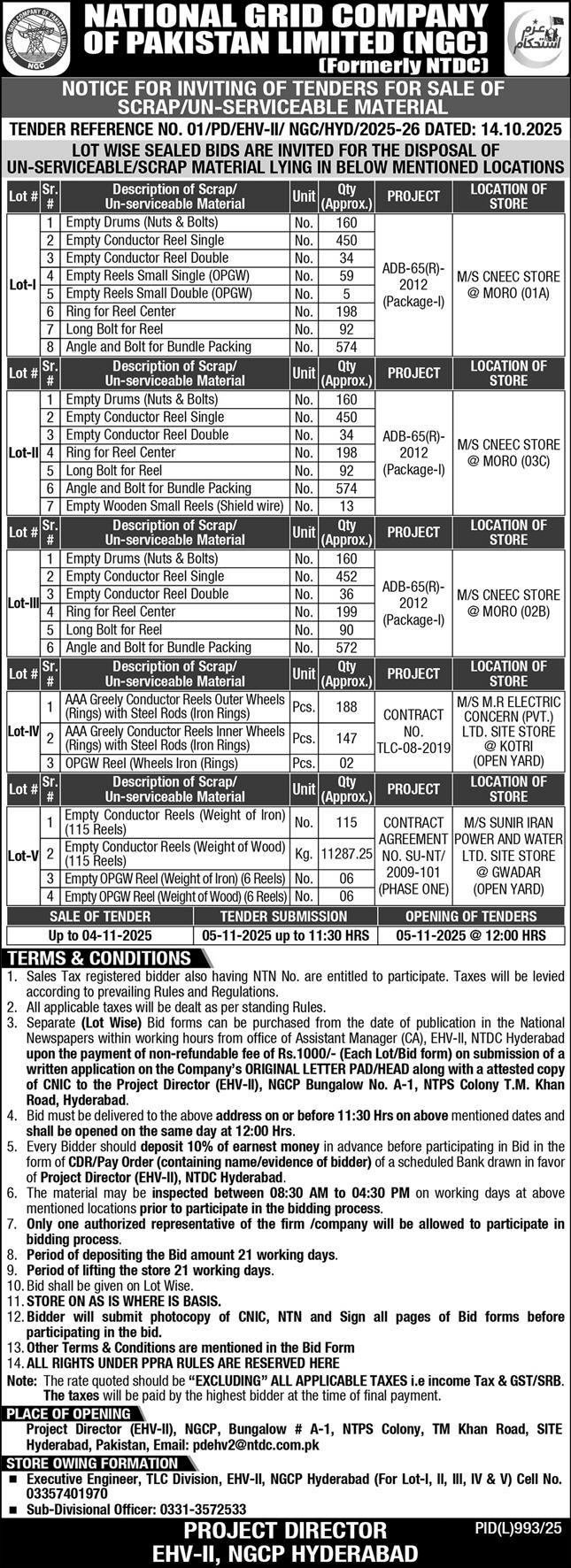 National Grid Company Hyderabad Tender Notice